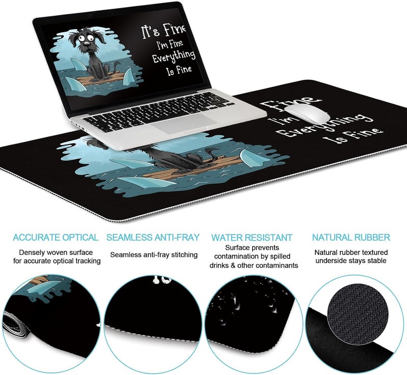 LIMKRIAN Funny Dog Mouse Pad Set Large Desk Mat With Wrist Rest for Gaming, Ergonomic Mousepad, Keyboard Mat, Cup Coaster Set, Office Accessories - It's Fine - Image 3
